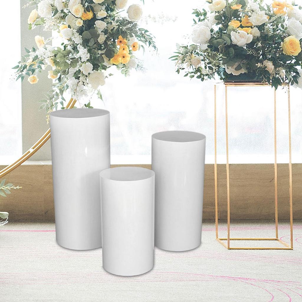3x Cylinder Plinth Pillars Cake Stand, Festival Cylinder Dessert Pedestals Rack , for Birthday Graduation Engagement Anniversary