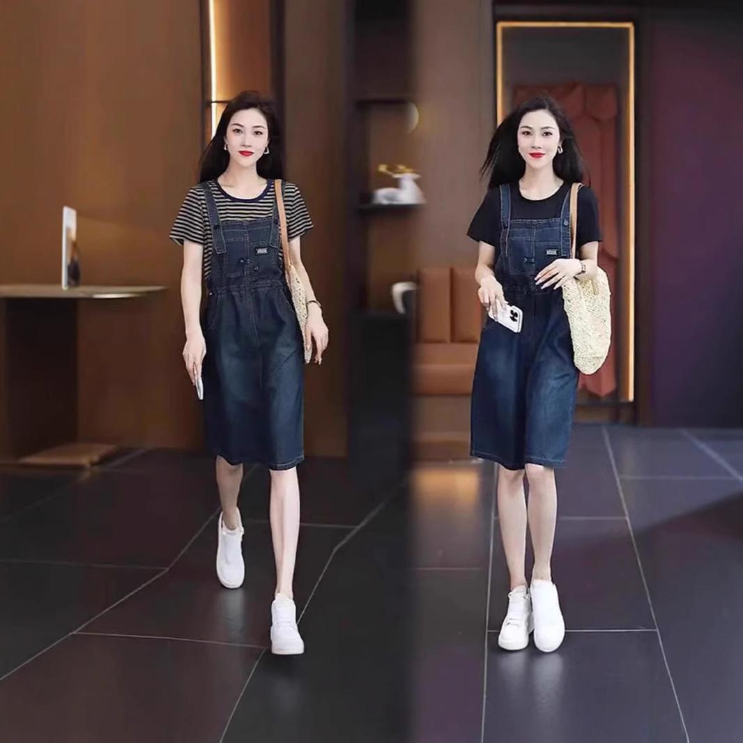 

Trendy 2025 Summer Denim Dress Set: Age-Defying, Waist-Slimming Overalls for Women L