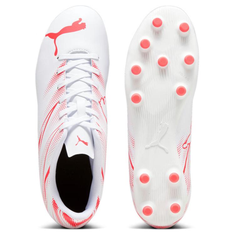 New PUMA Attacanto AG Short Rubber Studs FG Long Rubber Studs Artificial Ground Soccer Shoes Men's White Red 107477-04