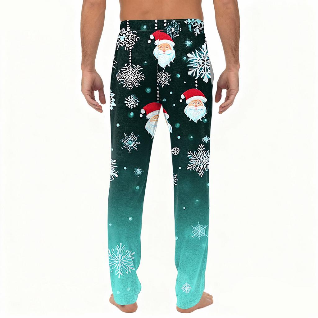 Men's Plain Knit Solid Pocket Casual Pants Home Pajama Pants