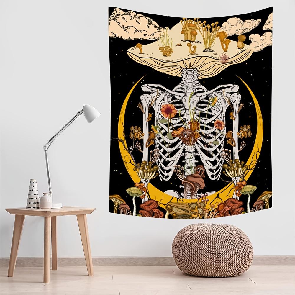 Fantasy Mushroom Skull Tapestry Skull, Star, Moon, Cloud, Mushroom Wall Art Living Room Sofa Accent Wall Room Decor 100X70CM