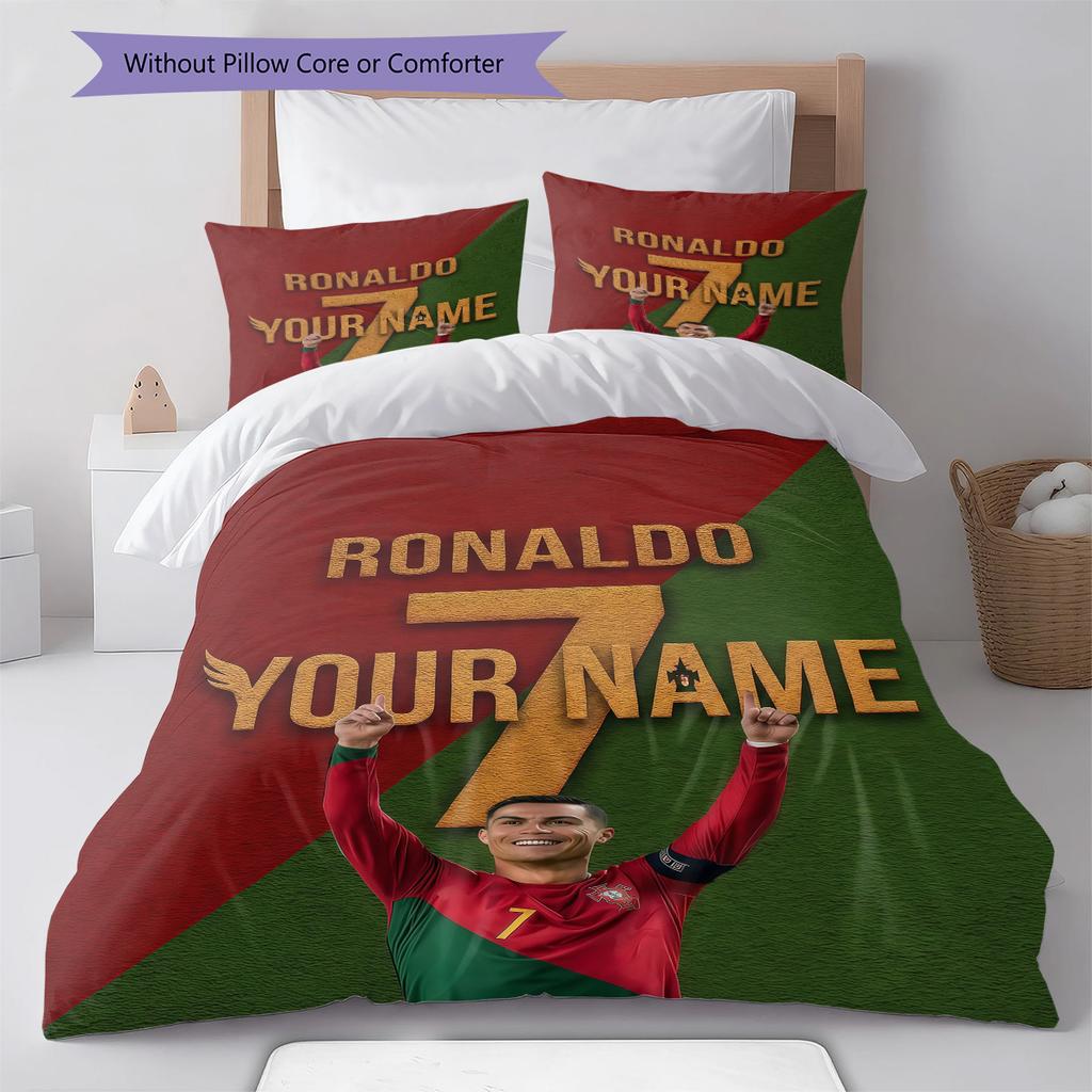 Cr7 Custom Name Pattern Bedding Quilt Set Quilt Cover Pillowcase Home Birthday Gift(1 * duvet cover + 2 * pillowcase, without core)