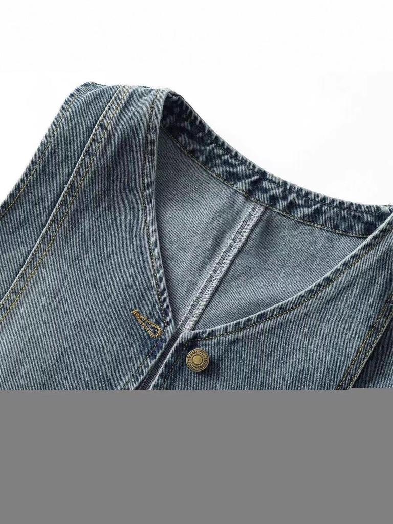 2025 Trendy Women's Denim Vest: Sleeveless, Versatile, Chic Design for Spring and Autumn