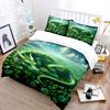 Green Dragon Sleeping In Clovers Print Bedding Set 1 Duvet Cover 2 Pillowcases for Adult and Children Luxury Gift Full Size