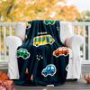 Cute Cars Theme Printed Blanket - Perfect for Couch, Bed, Travel & Outdoor Use | Machine Washable, Cozy & Durable.