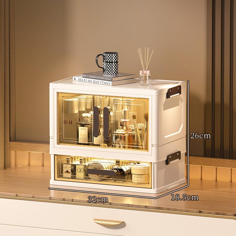 

Многофункциональный 3-ярусный органайзер для косметики, Складной органайзер для макияжа, Настольный комод, Ящики-органайзеры, Штабелируемый и пыленепроницаемый дизайн