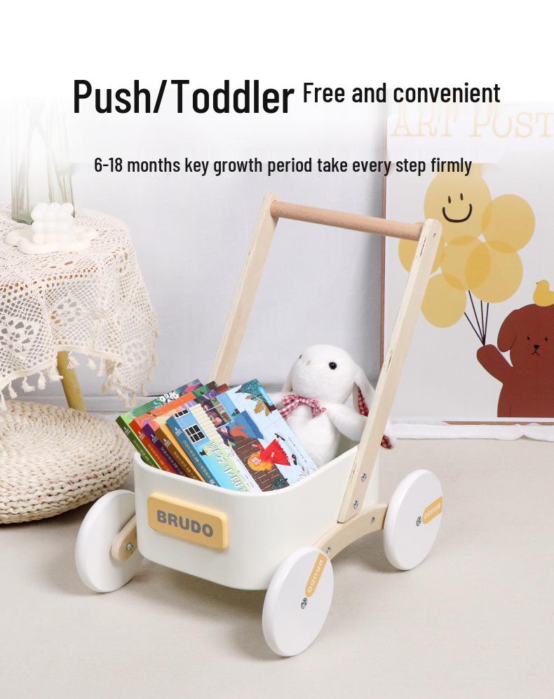 Wooden Baby Walker: Multifunctional Learning Trolley & Push Cart Toy