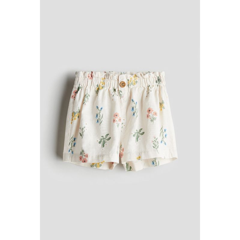 

HM Children s Clothing Girl s Baby Pants Autumn Paper Bag Waist Cotton Plaid Cute Shorts 1199429 Cream/Florals 66/47(4-6m)