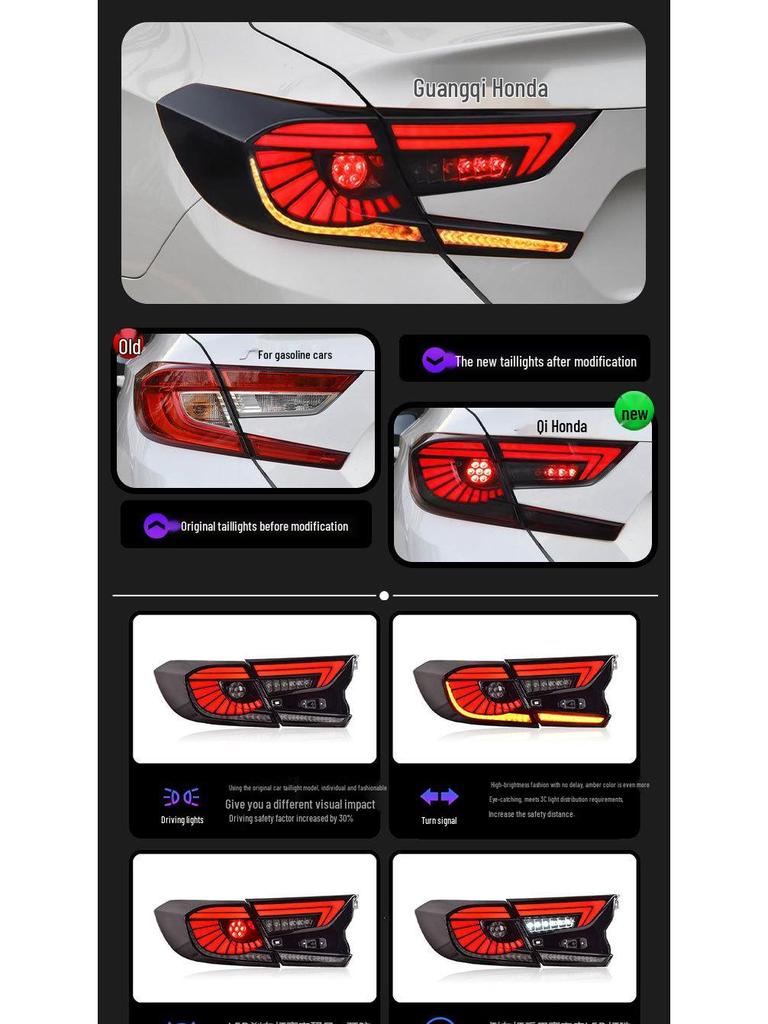 Eagle Eye LED Taillight Assembly for 2018-2022 Accord with Flowing Turn Signal & Daytime Running Light