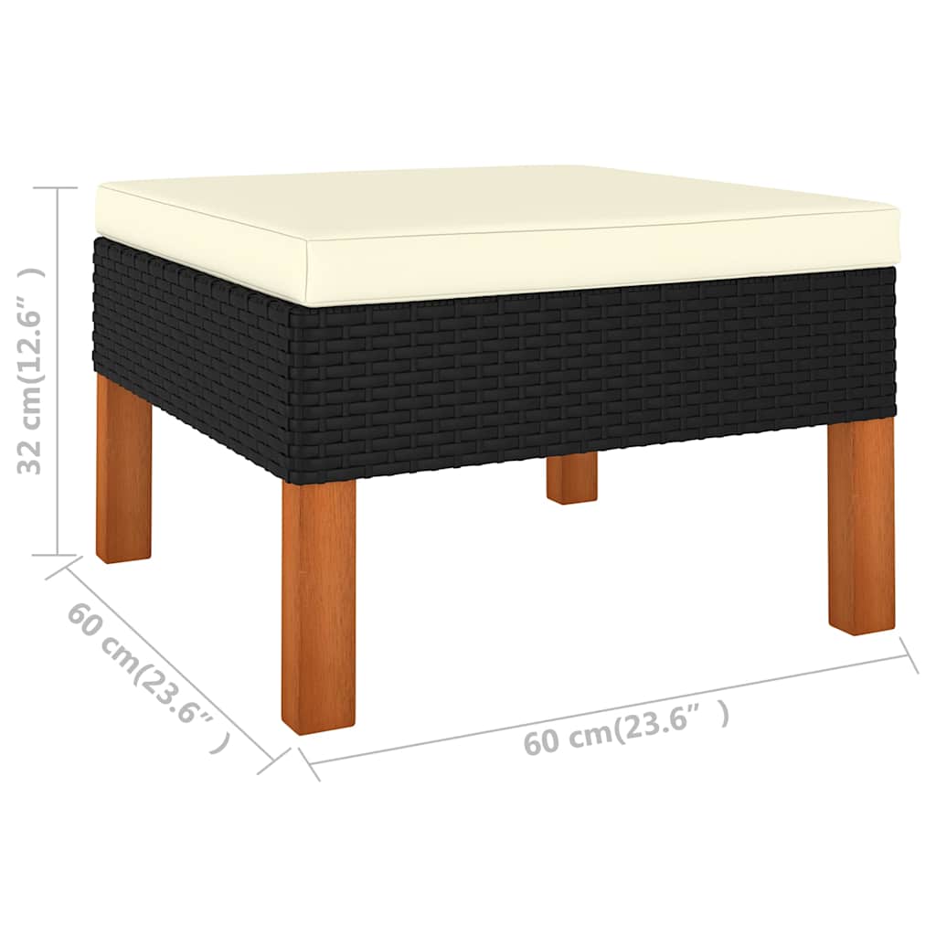 9 piece Garden Lounge Set with Cushions Poly Rattan Black