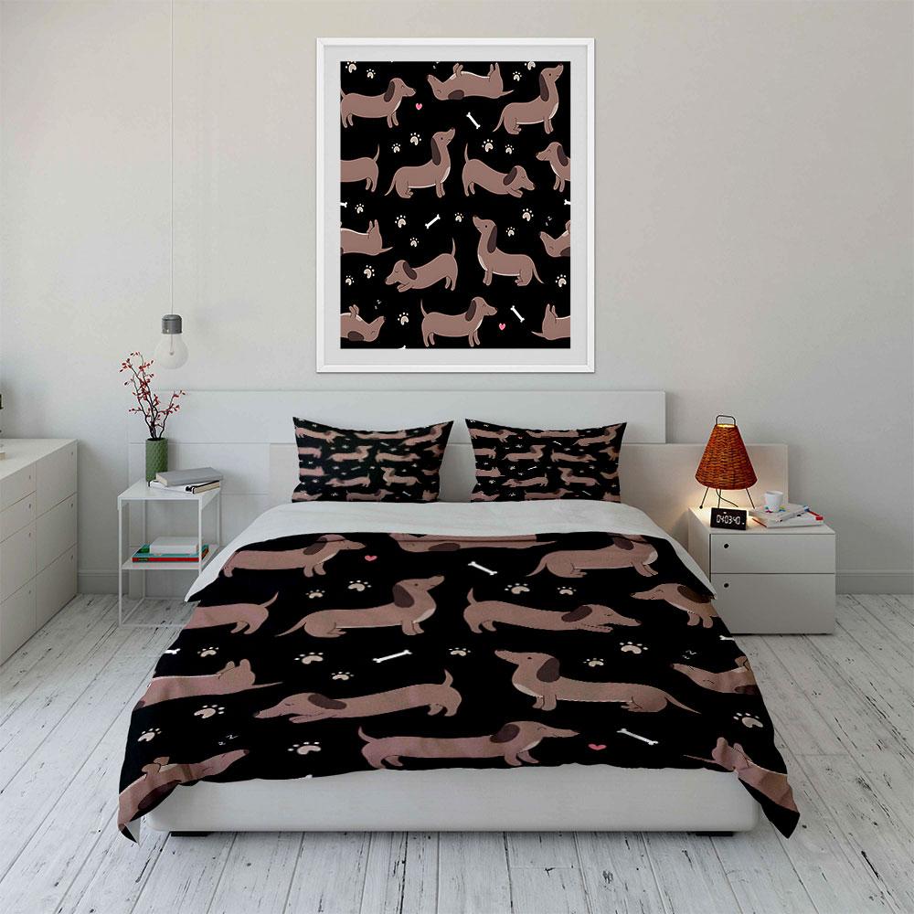 Whimsical Dachshund Parade. Bedding Sets Duvet Covers Pillowcases(1* Duvet Cover 2* Pillowcases Without Duvet Insert)