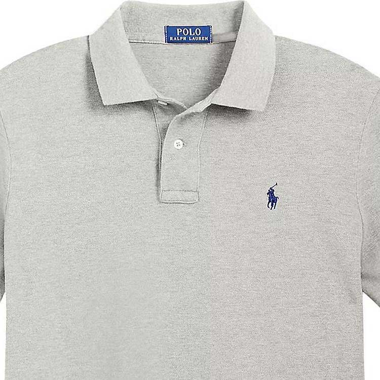 Polo Ralph Lauren Logo Embroidered Slim Fit Straight Cut Short Sleeve Polo Shirt Men tops Gray 710557752-014