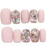 10pcs Pink Nude Cat Eye Rhinestone Handmade Short Square Press On Nails C Curve Full Coverage False Nail Tips