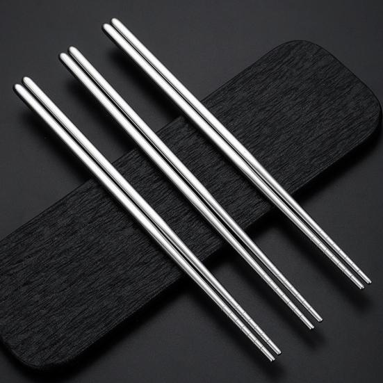 5 Paar Essstäbchen aus Edelstahl, hohe Härte, wiederverwendbar, rutschfest, leicht, Metall-Essstäbchen, hitzebeständig für den Haushalt