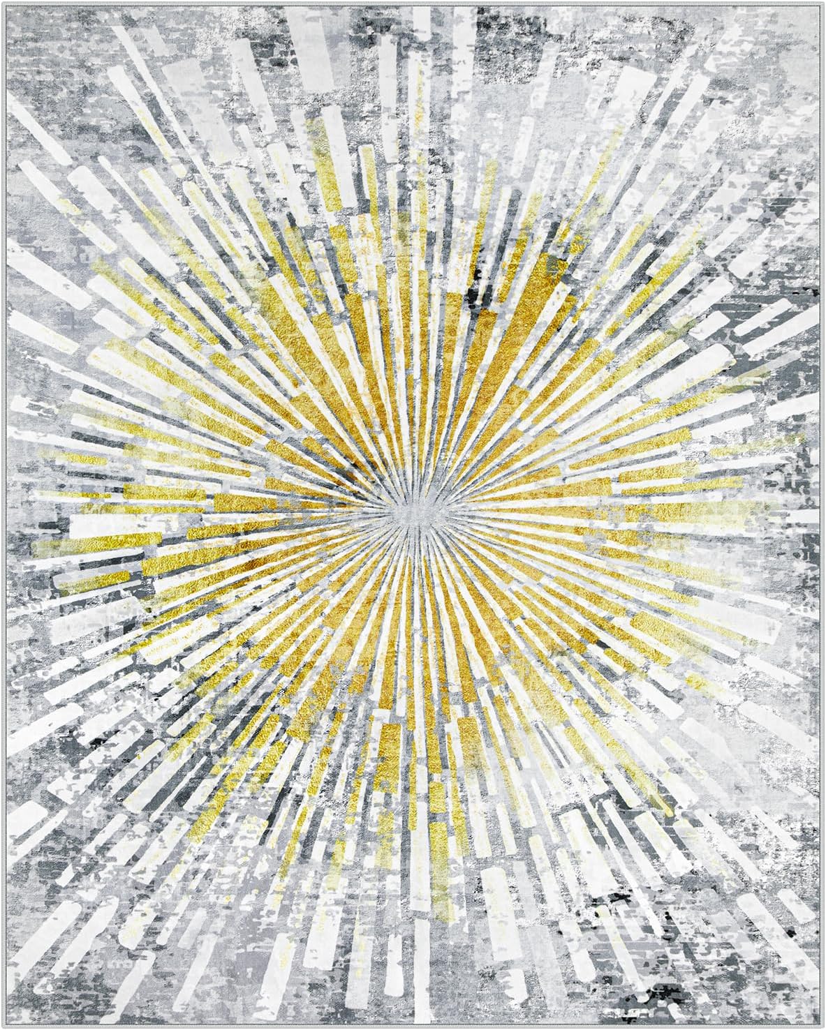 

Modern Abstract Carpet Gold Yellow White Stripes Gray Rughome Decoration Living Room Bedroom Home Decor Non-Slip Floor Mat 40X60CM