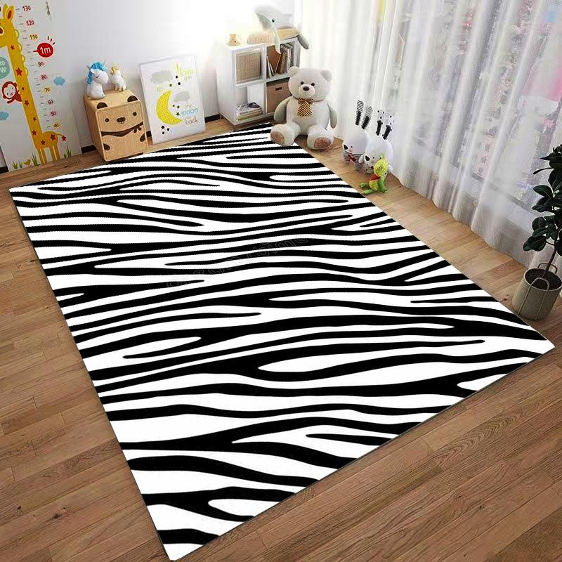 Black and White Zebra-Stripe Pattern Carpet for Home Decor and Modern Interiors Suitable for Use As an Anti-slip    for    Room and Bedroom Sofas