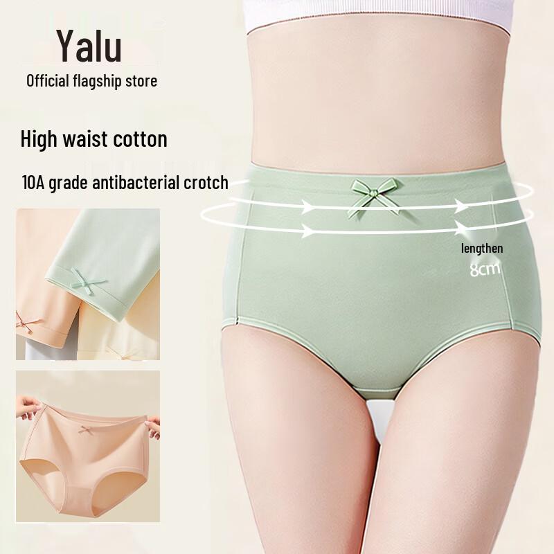 Yalu Women s High-Waist Plus Size Antibacterial Cotton Briefs 4-Pack L