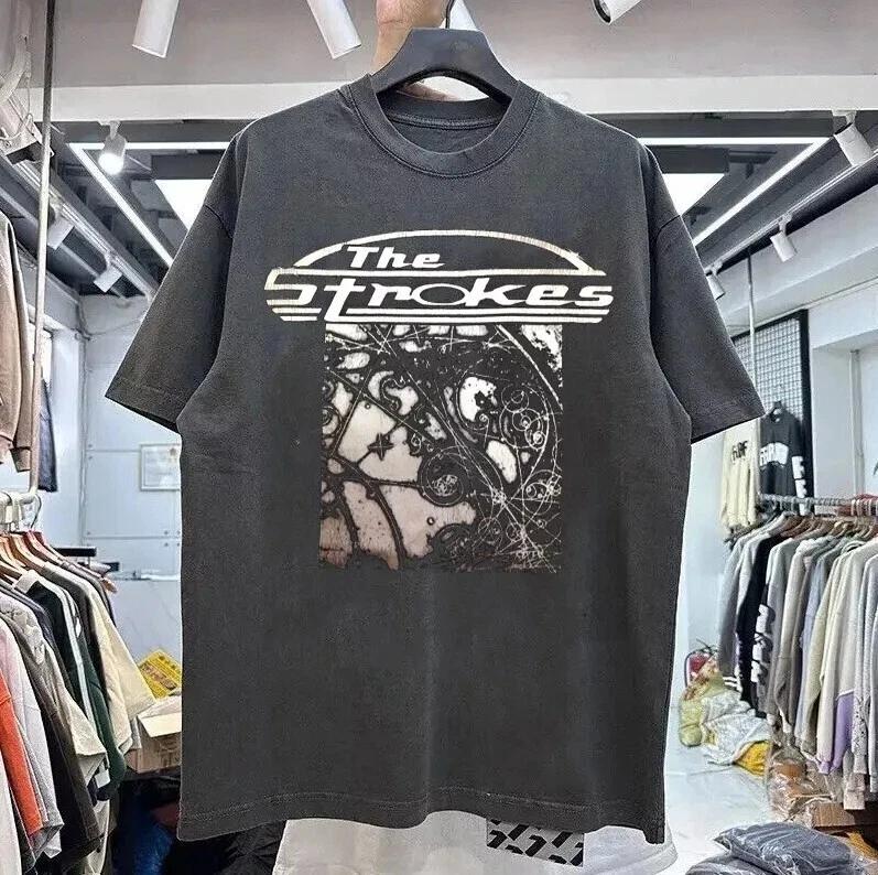 

Men s Summer Vintage The Strokes TShirt Unisex Pure Cotton and Breathable Tee Men s Round Neck Streetwear Oversized Short Sleeve S разноцветный