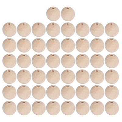 50 Adet Ahşap Boncuk 30mm Doğal Parlak Yüzey İnce Cila Kolay Boyama Geniş Uygulama Ahşap