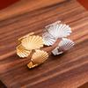 Women's Scallop Stainless Steel Open Ring, Vacuum Plated Gold Titanium, Ocean Series
