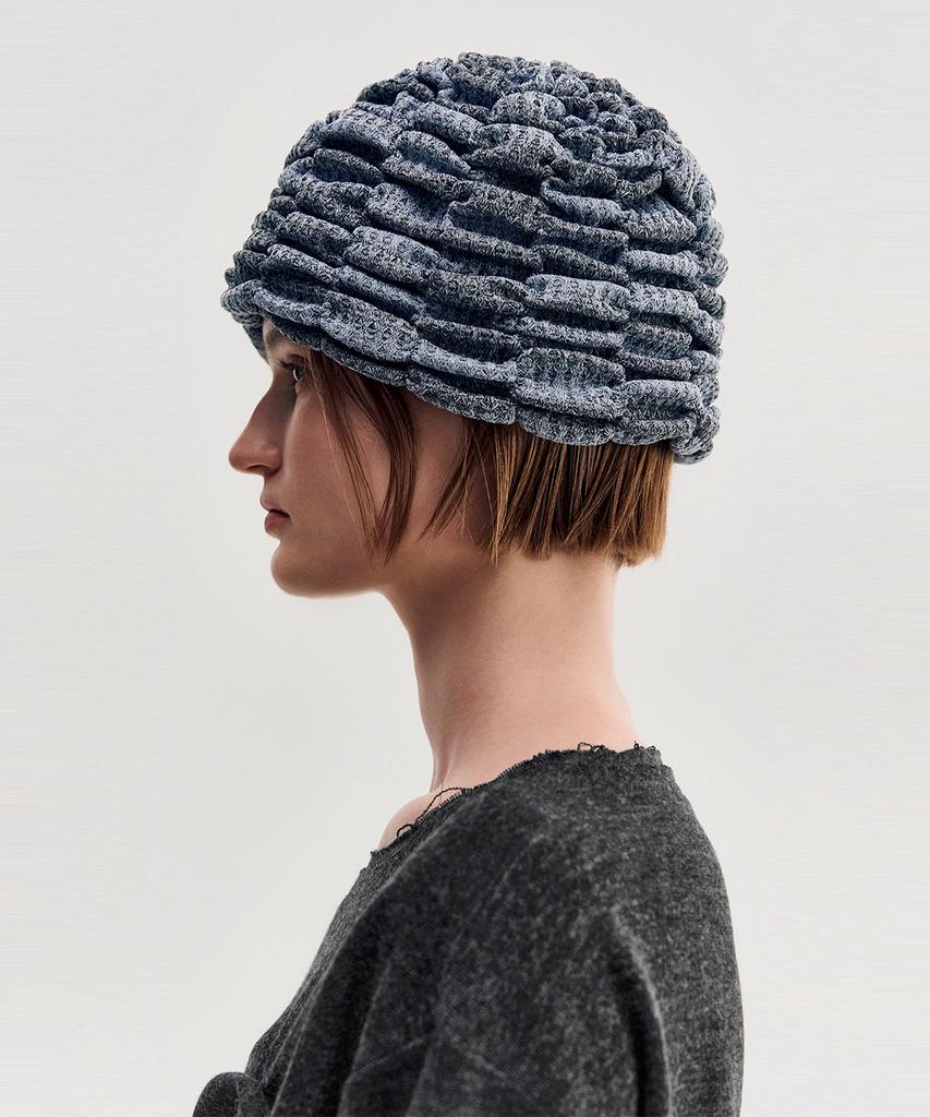 Kimjisu Melange Ruched Beanie _ Sky Blue