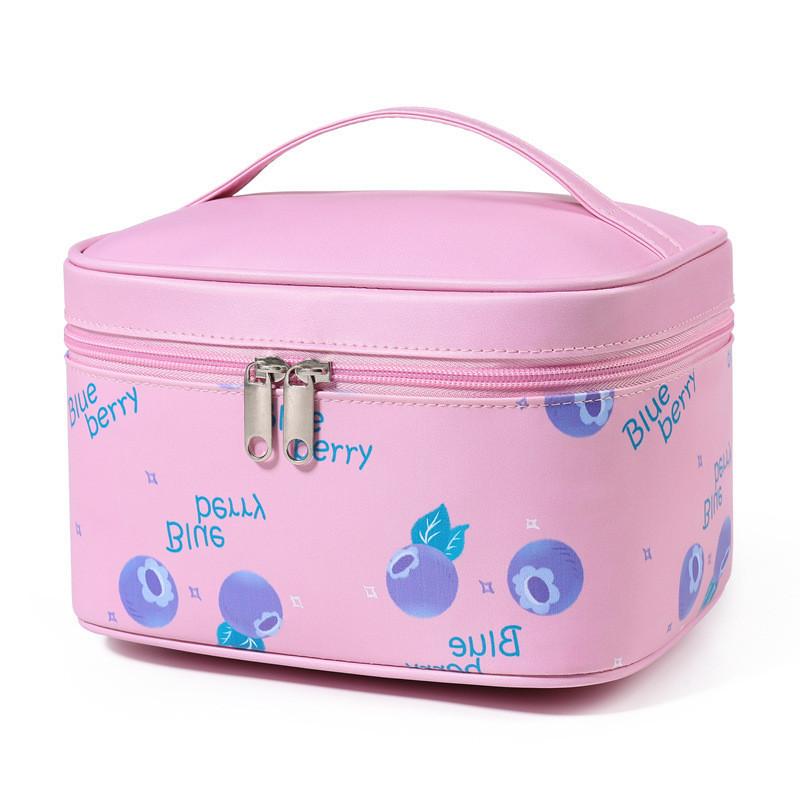 

Pattern Fruit Pu Makeup Bag Travel Cosmetic Bag Large Capacity Portable Trendy розовый