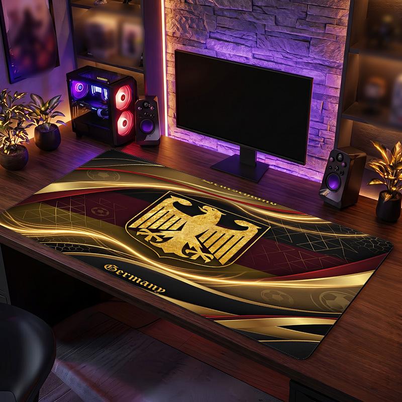Germany Football Crest Mouse Pad, Extended Non Slip Rubber Desk Mat for Gaming Office Laptop Fan Gift