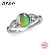 925 Silver Oval Mood Temperature Change Ring for Women Charm Wedding Party Jewelry Gifts