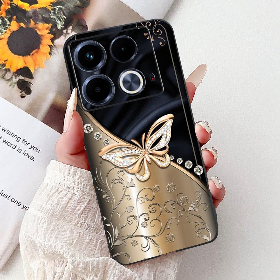 For Cover Infinix Note 40 40x 40Pro Plus Note40 Pro+ Phone Case Colorful Flower Butterfly Lxuru Women Fashion Soft Siliocne Etui