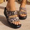 2025 Leopard Print Summer New Muffin Bottom Leopard Print Thick Bottom Women's Slippers Outer Wear Slope Heel European and American Large Size Manufa