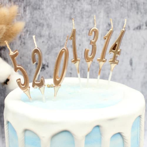 Phyxiul Birthday Number Candles, 0-9, 10-Piece Set, Perfect for Birthdays, Celebrations, Anniversaries, Weddings, Graduations, and More (Champagne Gol