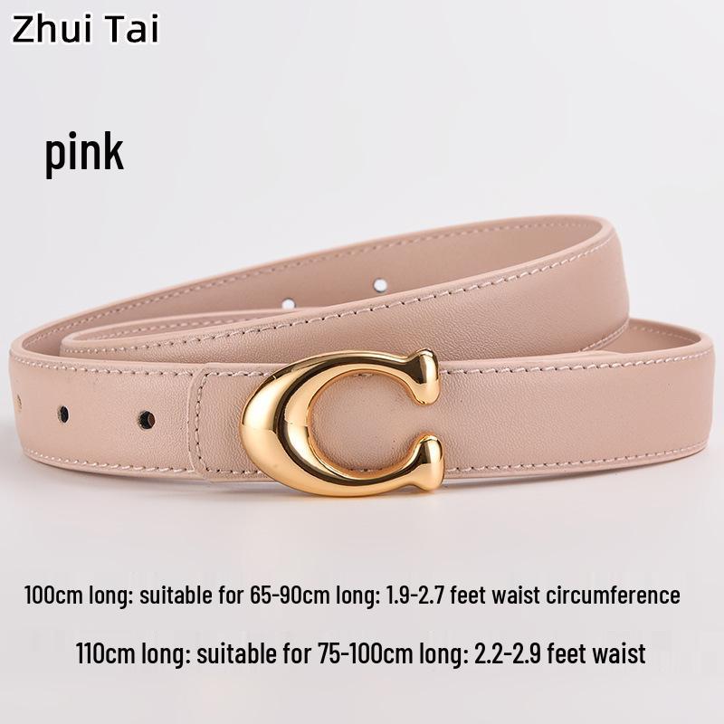 New Women's Smooth Buckle Belt - Alloy Fashion Letter Leather Waist Belt, Korean Style Trend