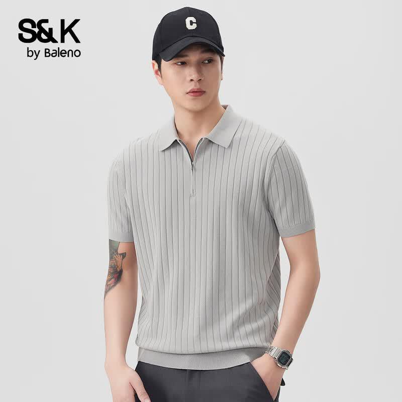 Baleno S&K Men's Retro Striped Short Sleeve Polo Shirt