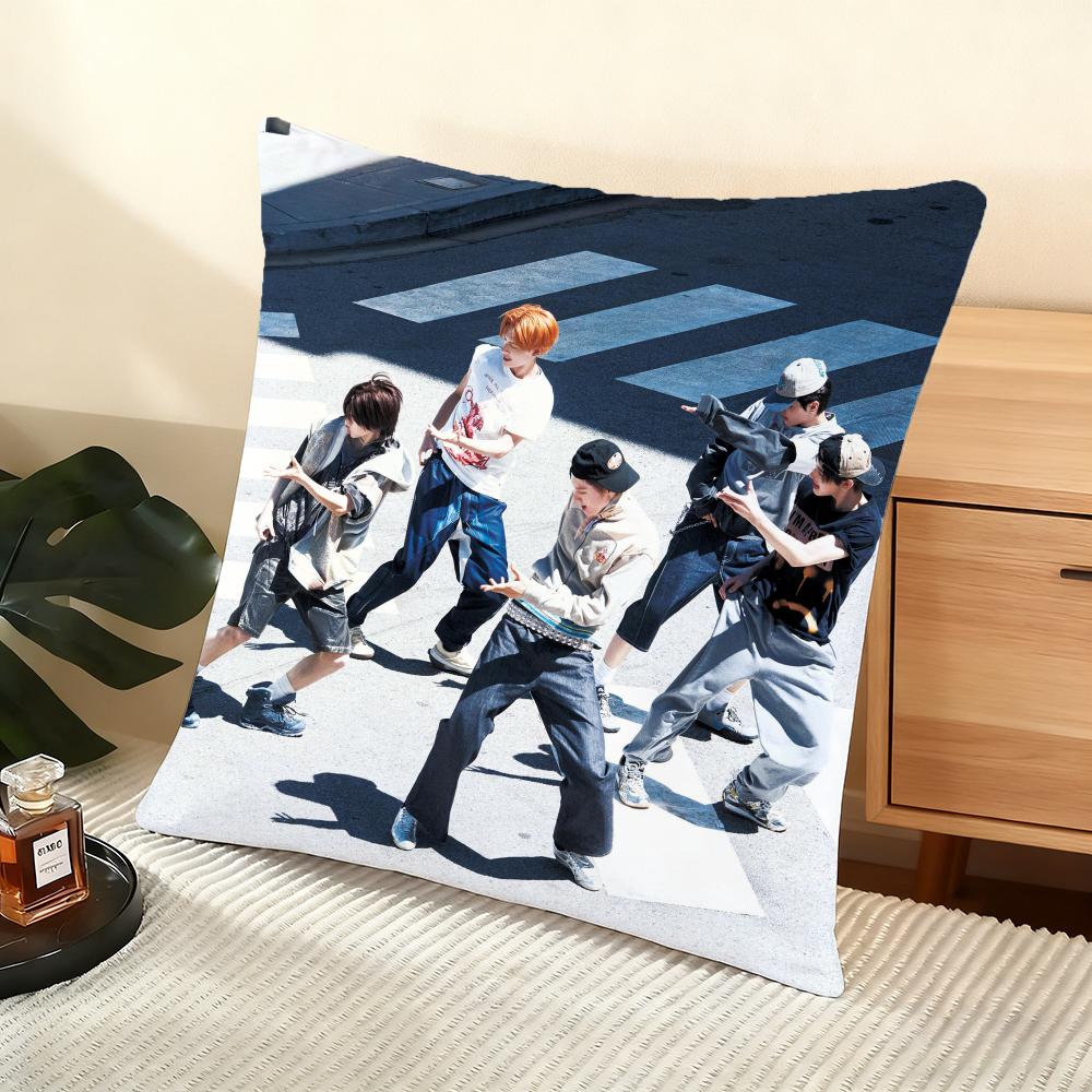 KPOP Cortis Boy Band Cushion Cover Silky Short Plush Home Sofa Cushion Cover - Invisible Zipper Home Decoration