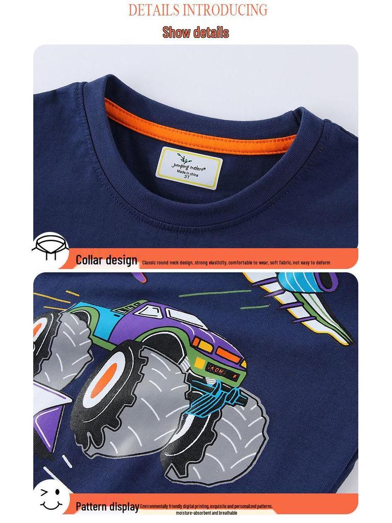 2026 Spring/Summer Boys' Cartoon Round Neck Short Sleeve T-shirts - New European and American Styles