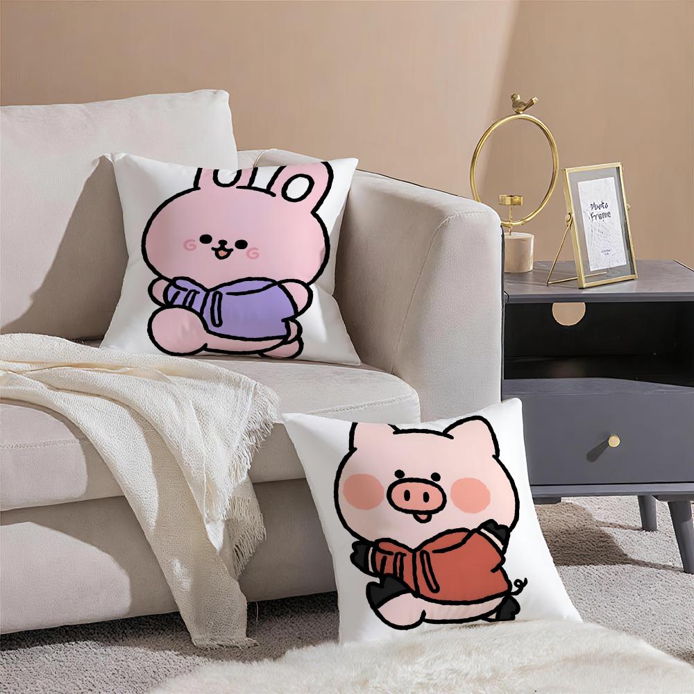 Cozy Small Animal Cartoon Happy Sports Cushion Cover Linen Pillow Case Soft Breathable Protective Couch Room Decoration