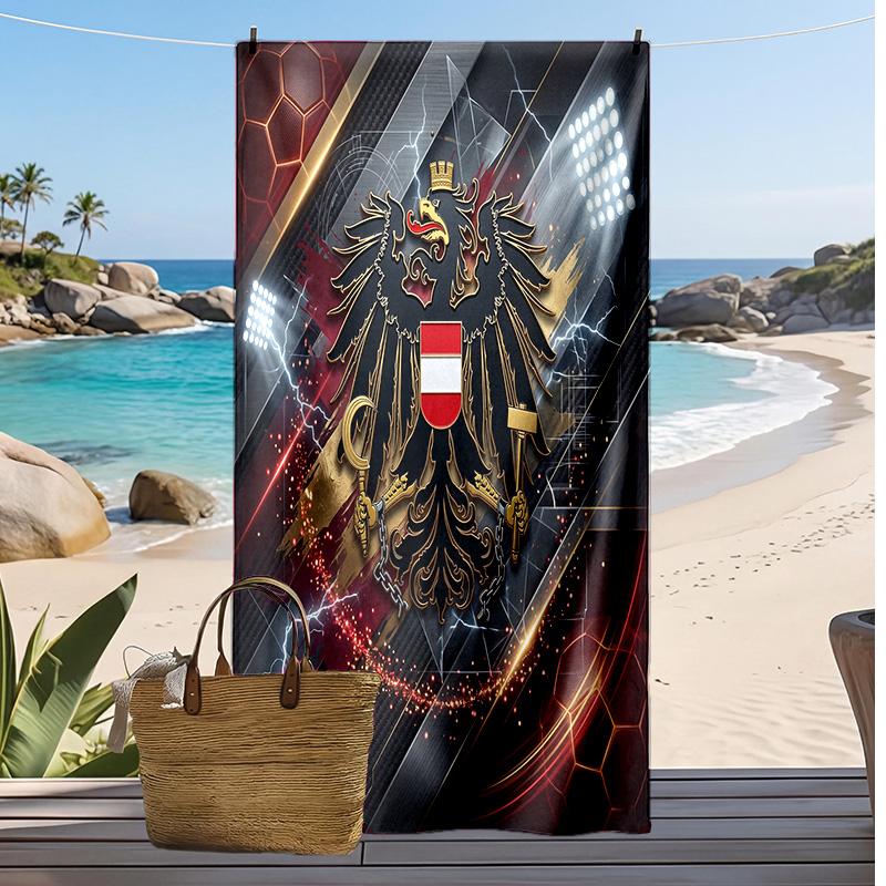 Österreich Fußball Druck Strandtuch Schnelltrocknend Super Saugfähig Weiches Badetuch zum Schwimmen Strand Reisen Fan Souvenir Geschenk