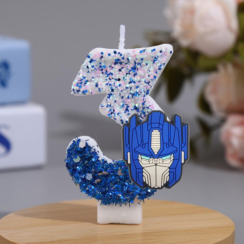Number 0 Birthday Candle with Glitter Sparkle and Character Decoration for Cake Topper Party Supplies Kids Baking Accessory