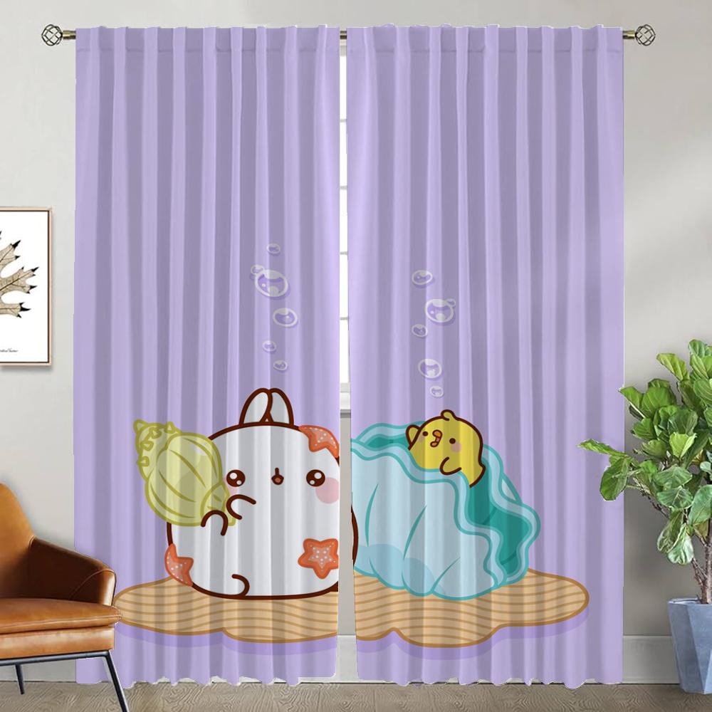 Halloween Decoration Molang Kitchen Curtains for Camera Partition Home Interior Curtains for Living Room Blackout Curtain Shades