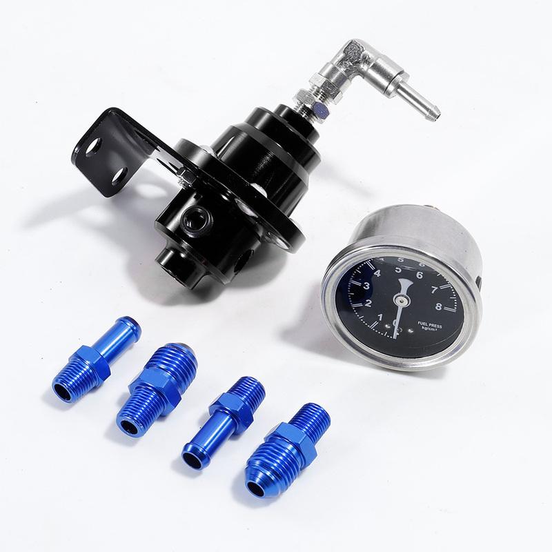 Adjustable Fuel Pressure Regulator Car Accessories Vehicle Refitting Fuel Supercharger Universal with Gauge Kit Blue/Red/Black