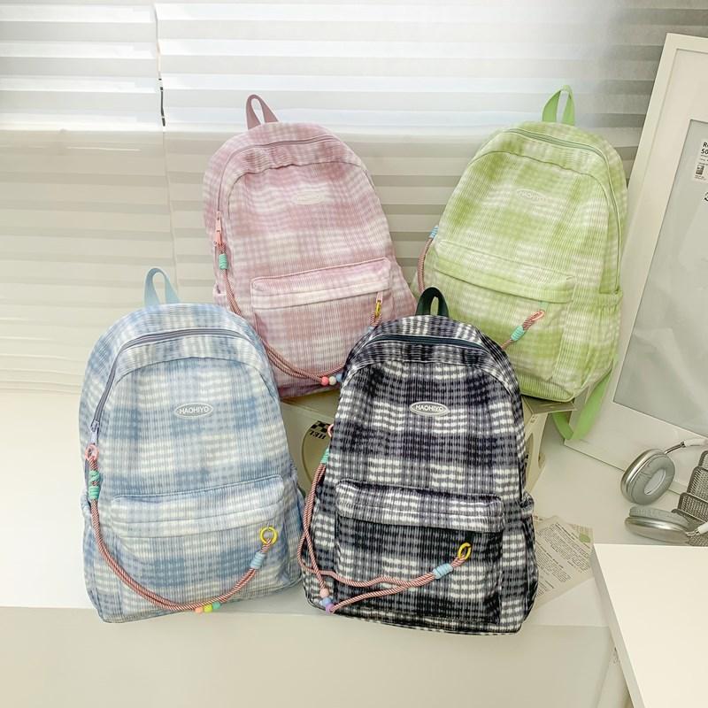 Small fresh literary and artistic Mori plaid student schoolbag spring and summer new large-capacity sweet wind backpack