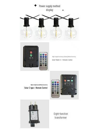 Solarbetriebene wasserdichte LED Edison G40 Lichterkette für den Außenbereich, für Camping und Weihnachtsdekoration