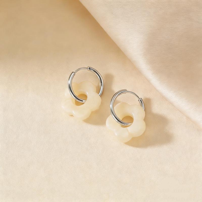 2025 Dopamine-Inspired Enamel Flower Hoop Ear Cuffs - Light Luxury Earrings
