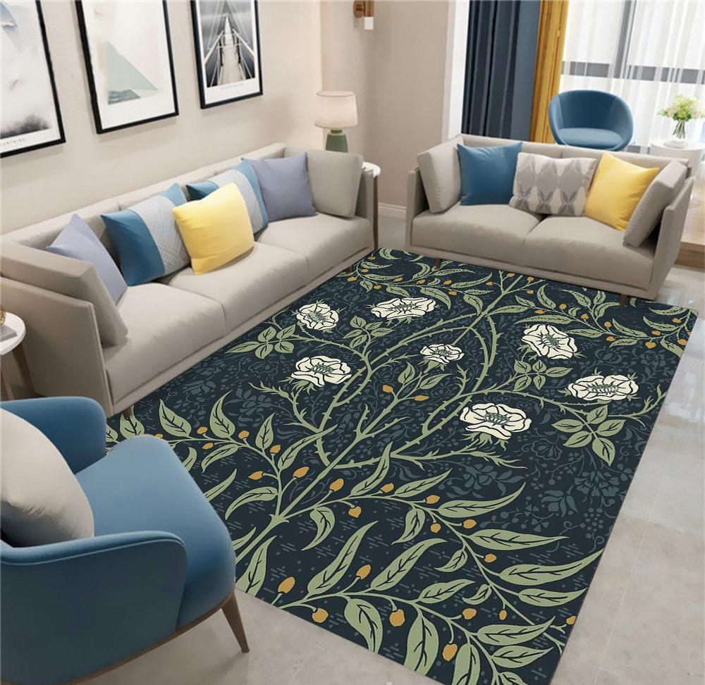 r Floral Carpet Bedside Floor Mat Anti-slip Vintage Animal Rug Moroccan Carpets for Living Room Decorative