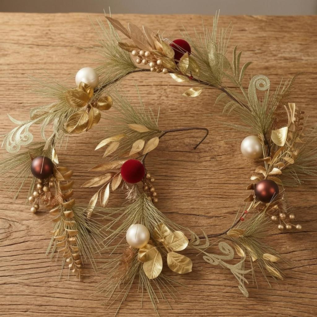 Christmas Garland with Ornaments Flexible Artificial Reusable for Mantel