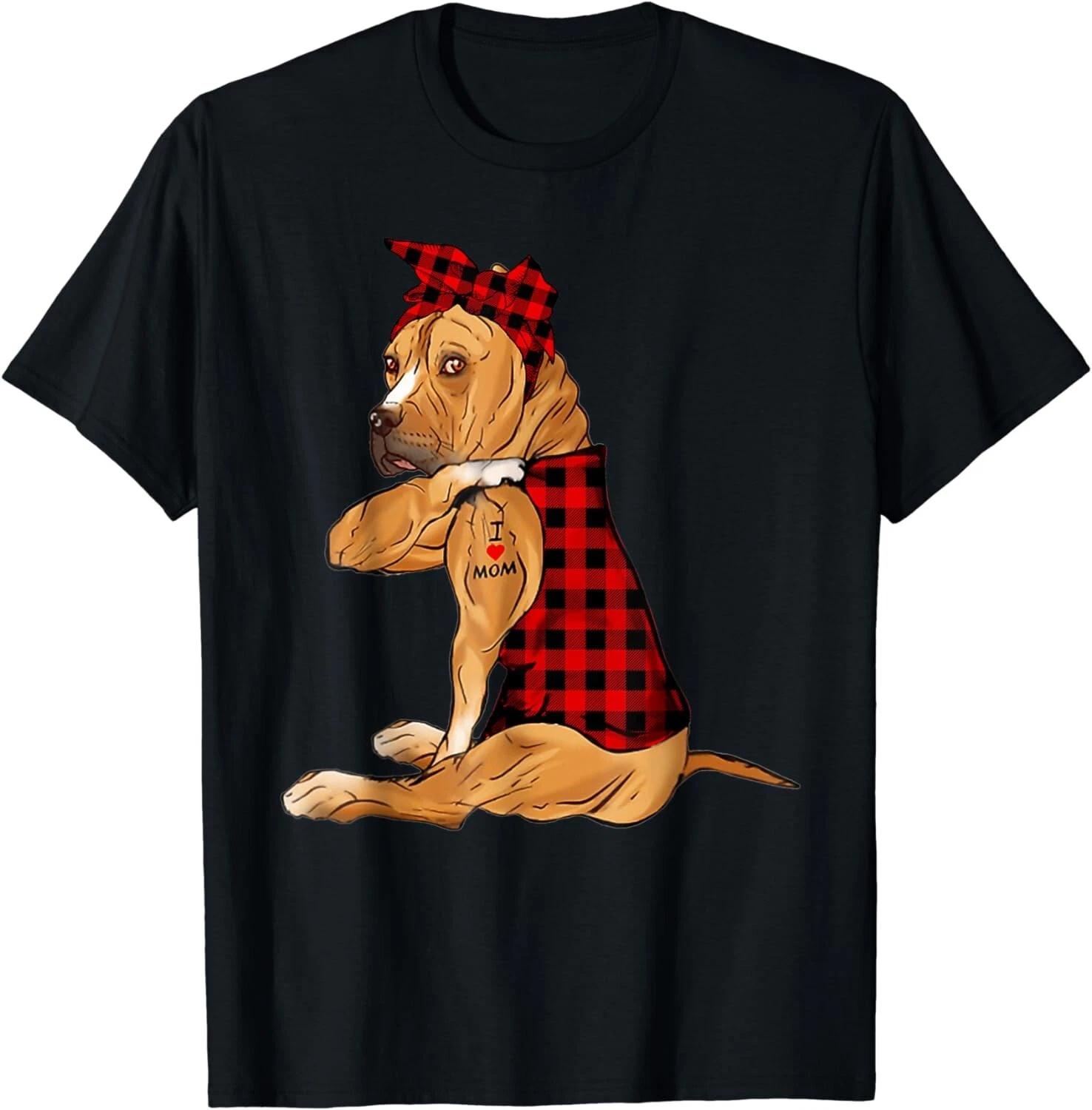 I Love Mom Tattoo Funny Pitbull Dog Lovers Bandana Gift Unisex T-Shirt 2XL