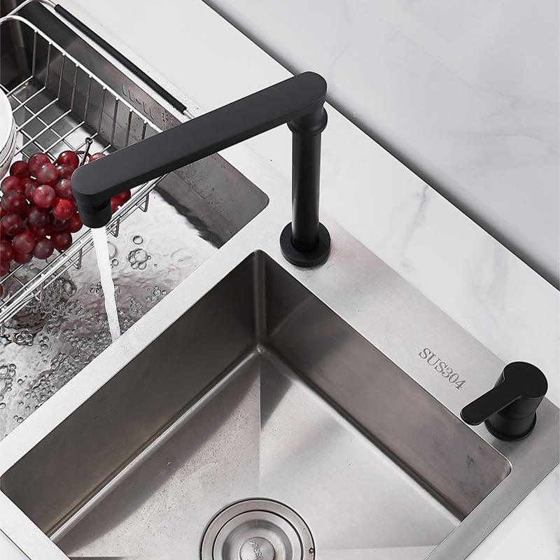 Brass Adjustable Rotating Bathroom Basin Faucet Black/Chrome Widespread Double Hole Single Handle Sink Kitchen Tap Hot and Cold