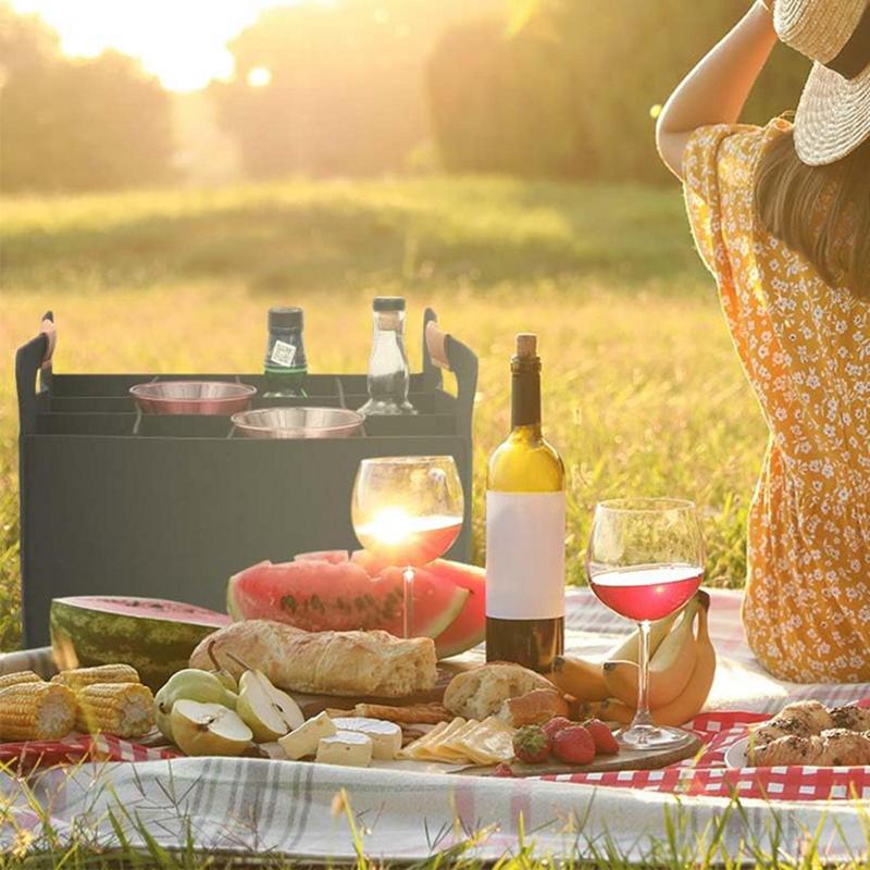 12 Bottle Felt Wine Carrier Tote Reusable Grocery Bags Felt Red Wine Storage Bag For Wine Bottles Liquid Carrier Protector