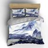 Ink Landscape Painting With Cloudy Peaks Print Bedding Set 1 Duvet Cover 2 Pillowcases For Adult And Children Luxury Gift