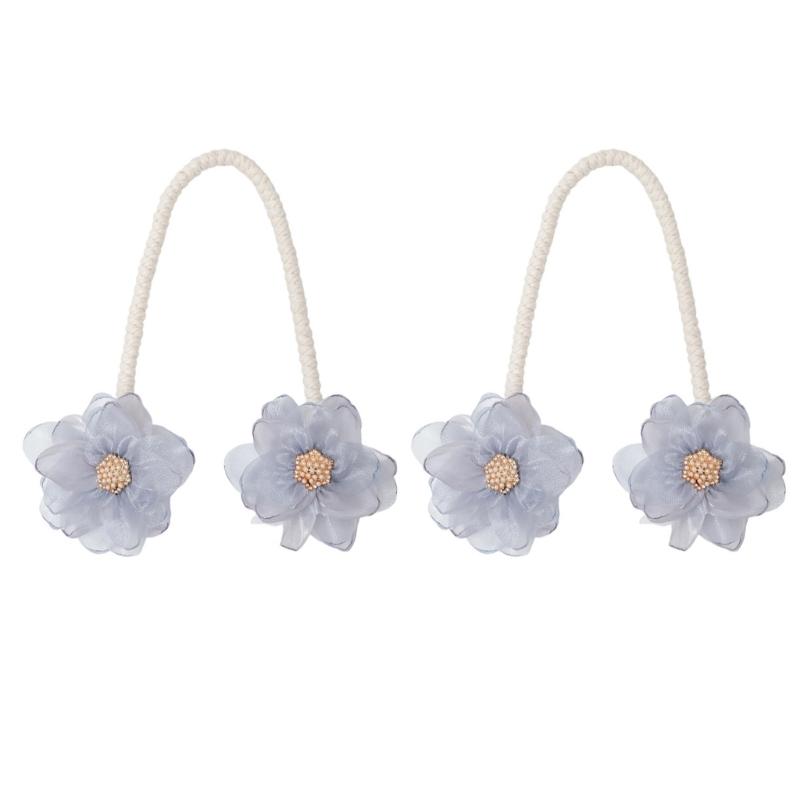 2Pcs Handmade Flower Curtain Tieback Elegant Decorative Clip Window Drapery Holdback Buckles Tie for Living Room Bedroom